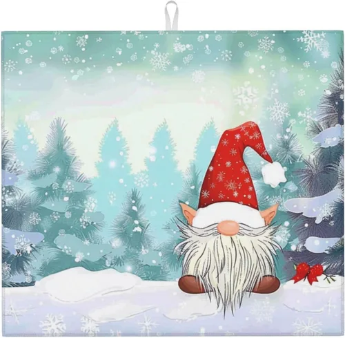 Vista 26 de Tapete de secado de platos personalizado para encimeras de 18 x 16 pulgadas, almohadilla protectora personalizada para escurridor de platos con lazo