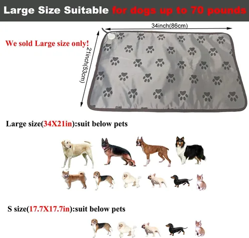Vista 4 de Almohadilla térmica para mascotas para perros y gatos, paquete de 2, tamaño grande, resistente a las mordidas, impermeable, almohadilla térmica