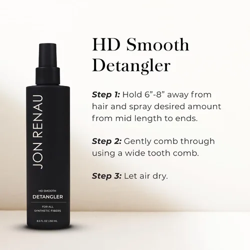 Vista 4 de Jon Renau Desenredante suave HD, spray desenredante sin enjuague para pelucas sintéticas y extensiones de cabello, spray desenredante reductor