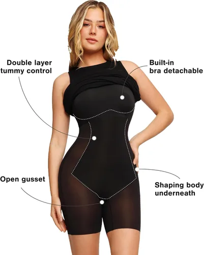 Vista 2 de Popilush Vestidos moldeadores para mujer, de verano, entallado, sin mangas, cuello redondo, ajustado, casual, para fiesta, club, vestido midi