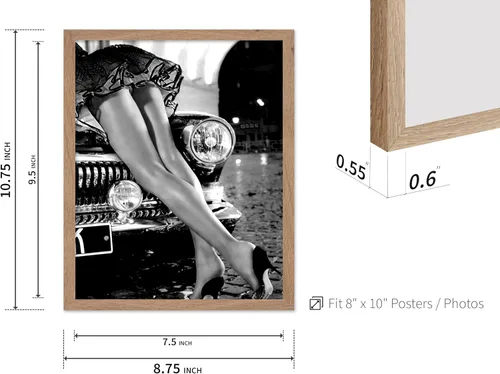 Vista 3 de Poster Master Póster de piernas sexys en coche clásico, impresión de mujer con tacones altos, arte femenino, ilustración en blanco y negro