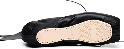 Vista 4 de Bininbox Niñas Zapatillas de Ballet de Lona Profesionales de Punta de Satén Negro