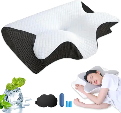 Vista 10 de Pillow Hospitality Collection, almohadas - Soporte prémium para el cuello y la postura, almohada ergonómica de espuma viscoelástica cervical