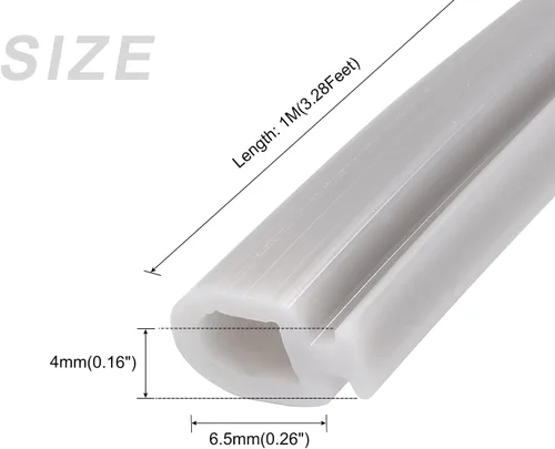 Vista 2 de METALLIXITY Burlete de ventana tipo bombilla (0.256 in x 3.3 ft), 1 unidad, tira de sellado de silicona para montaje en ranura en T, para ventana