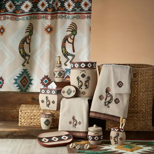 Vista 6 de Avanti Linens - Cortina de ducha de tela, artículos esenciales decorativos para el baño (colección Navajo Dance, 72 pulgadas)
