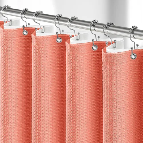 Vista 10 de 3 in 1 Waffle Shower Curtain Set with PEVA Liner 72Wx72H Navy Blue Azul marino