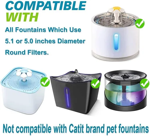 Vista 5 de Filtros de fuente de agua para gatos, paquete de 6 unidades, 50% más de carbón activado, filtros de repuesto para fuente de flores de gato, aptos
