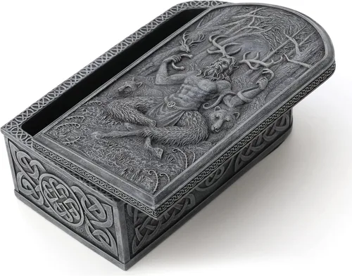 Vista 3 de Veronese Design Cernunnos - Caja de baratijas pintada a mano con dios de los animales y el inframundo