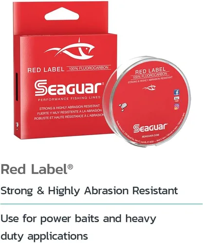 Vista 2 de Seaguar Red Label Línea de Pesca para Carnadas Potentes y Aplicaciones de Servicio Pesado, Agua Dulce, 100% Fluorocarbono, Transparente, Múltiples