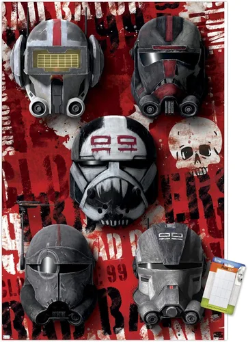 Vista 10 de Trends International Star Wars: The Bad Batch - Póster de pared de cascos, 22.4 pulgadas de largo x 14.7 pulgadas, versión enmarcada en madera