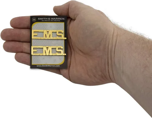 Vista 6 de Smith & Warren 1/2" E.M.S Letras Collar Rango Insignia Pin Oro Acabado Emergencia Servicio Médico Uniforme Pin
