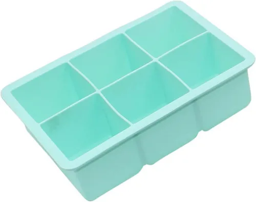 Vista 7 de Bandeja de cubitos de hielo de silicona con forma cuadrada, molde para cubitos de hielo de 6.5 x 4.5 x 2.0 in, grado alimenticio, 6 barras de 02