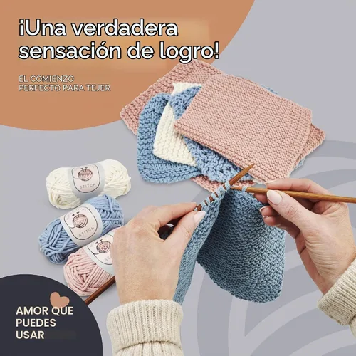 Vista 3 de Thoughtful Stitch Kit de tejido para principiantes, adultos y niños, kit completo de tejer, juego de hilo para aprender a tejer con libro tutorial