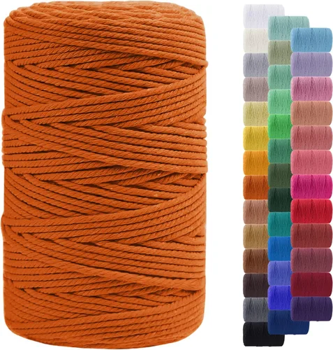 Vista 51 de Cordón de macramé de 0.079 pulgadas, cuerda de algodón natural de 109 yardas, hilo de cuerda de macramé para manualidades, ganchos de pared