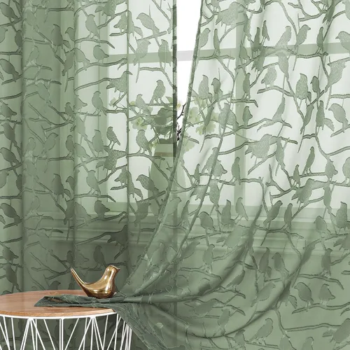 Vista 20 de OVZME Anji Clip Voile Sheer Tiers RD 2X30X36 Negro