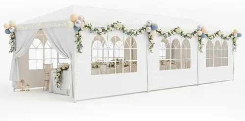 Vista 10 de Carpa para exteriores de 10 x 10 pies, tienda de campaña para fiestas de boda, cenador portátil, carpa con toldo, camping, refugio, almacenamiento