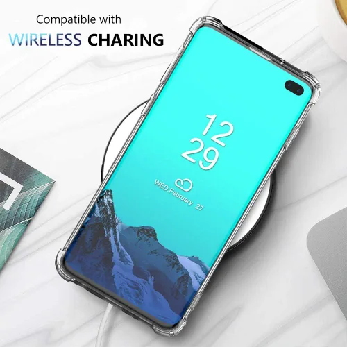 Vista 7 de KIOMY Funda transparente para Samsung Galaxy S10+/ S10 Plus, esquinas de bolsa de aire, a prueba de golpes, funda protectora para teléfono TPU Brillo
