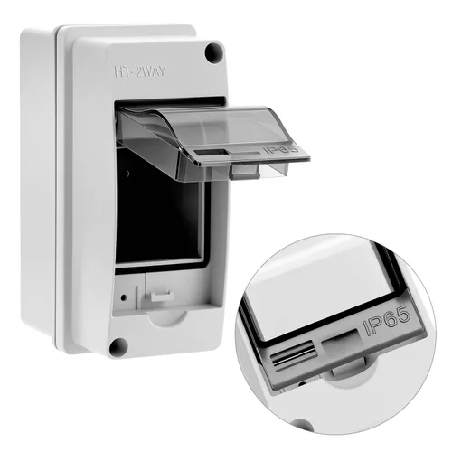 Vista 2 de Fielect Caja de protección de distribución MCB de 2 vías con riel DIN, caja eléctrica de disyuntor de plástico ABS y cubierta transparente IP65