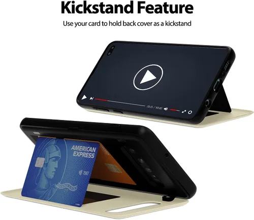 Vista 7 de GOOSPERY Tope Magnético Compatible con Galaxy S10 Plus, Funda Cartera con Portarjetas Imán de Cierre Automático Fácil Protectora de Doble Capa Blanco