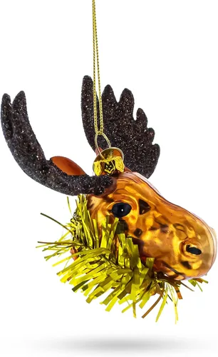 Vista 2 de Majestic - Adorno navideño de cristal soplado con cuello de oropel
