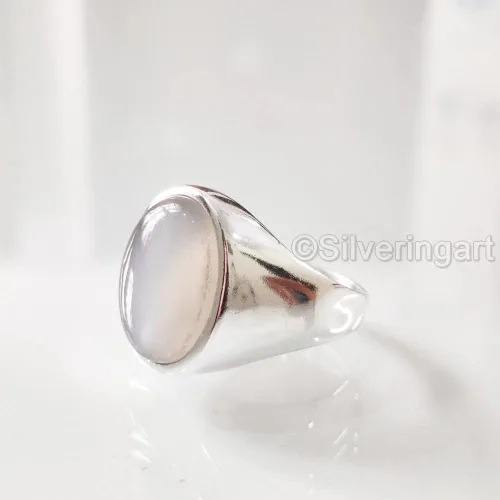 Vista 9 de Grey Moonstone Ring, Silver Jewelry, 925 Silver Ring, Anniversary Gift, Natural Grey Moonstone, June Birthstone Ring, Heavy Mens Ring, Spiritual
