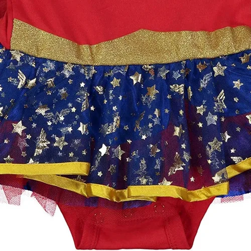 Vista 5 de Disfraz de vestido tipo body de la Mujer Maravilla con tiara y capa para bebé niña