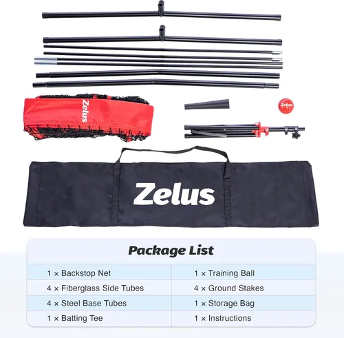 Vista 8 de ZELUS Red de béisbol de 7 x 7 pies, red de práctica de béisbol y sóftbol con tee, pelotas de béisbol y bolsa de transporte para batear y lanzar