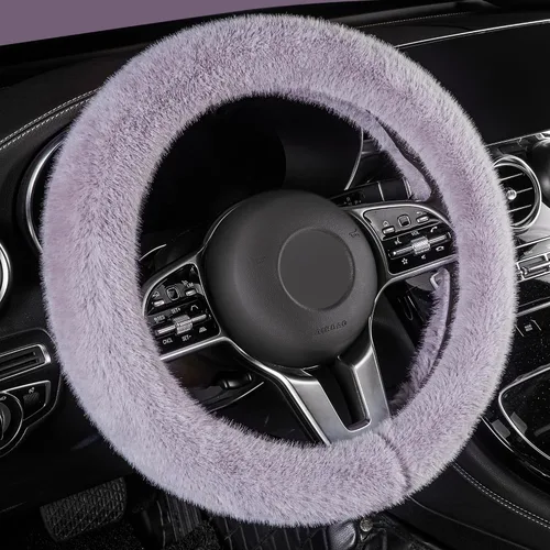 Vista 19 de LACDL Fundas mullidas de invierno para volante de automóvil, para mujer, cálida y bonita funda para volante de automóvil para sedán, SUV, súper Negro