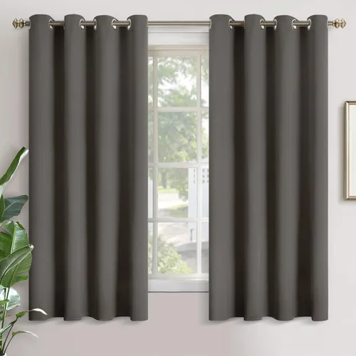 Vista 13 de YoungsTex - Cortinas blackout cortas, aislamiento térmico, ojales, oscurecen la habitación, privacidad, para cámper, sótano, cocina y baño, 2 Gris