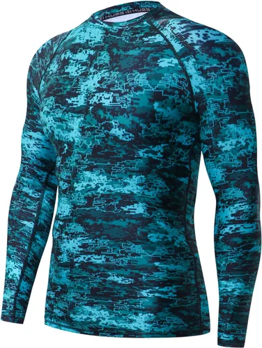 Vista 21 de HUGE SPORTS Camiseta de protección contra erupciones de manga larga para hombre UPF 50+ con protección UV, de secado rápido, con costuras