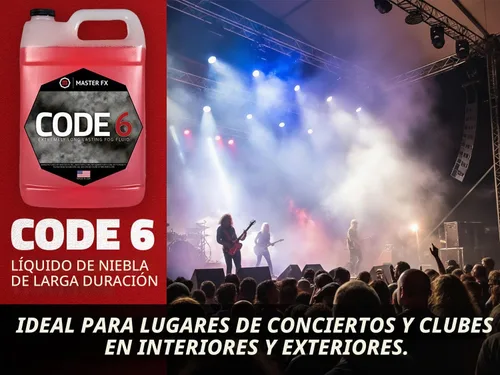 Vista 3 de Master FX Code 6 Fog Juice - Líquido a base de agua extremadamente duradero, de alto rendimiento, inodoro para máquinas de niebla de 400 a 1500 W
