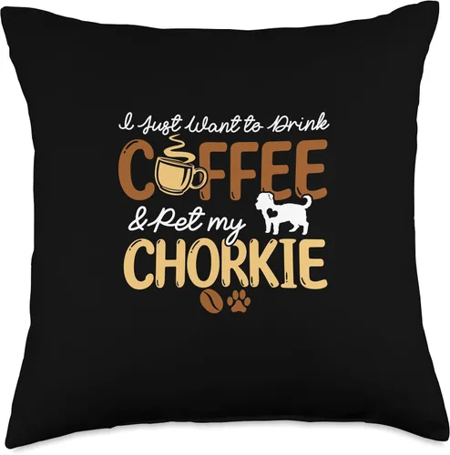 Vista 4 de Coffee Lover Chorkie Dog Gifts for Women Dog Mom Divertida almohada para amantes del café, regalos para dueños de Chorkie, perro, mamá, papá, 16 x