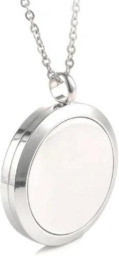 Vista 5 de Collar con colgante de acero inoxidable plateado mate de 1.181in con cadena de 21.7in