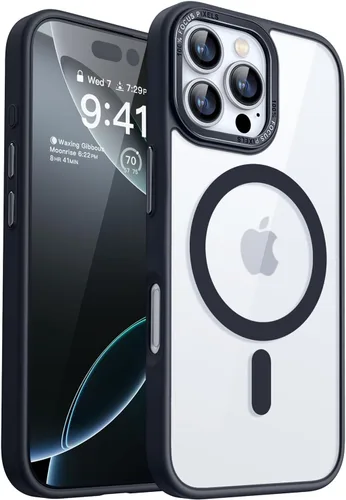 Vista 16 de CANSHN Funda magnética transparente compatible con iPhone 15 Pro [Compatible con Magsafe] [No amarillea] Funda protectora delgada y fina a prueba
