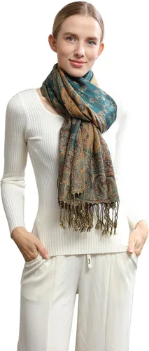 Vista 3 de MAOZAN Soft Silky Paisley Pashmina Scarf Reversible Wrap Shawl Tassel
