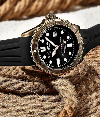 Vista 3 de Stuhrling Original - Reloj suizo automático para hombre con correa de goma