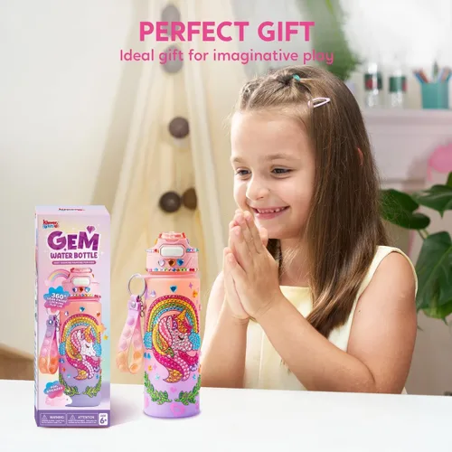 Vista 6 de Klever Kits Decora tus propios kits de botellas de agua para niñas de 6 años en adelante, unicornio, gema de diamante, manualidades, regalo