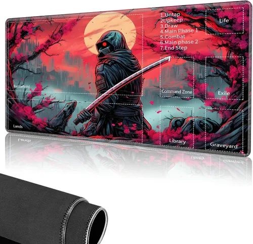 Vista 8 de Tapete de juego para MTG, tapete de juego de cartas cosido con zona mágica para juegos de cartas MTG, (17.4 x 13.8 pulgadas), tapete de juego
