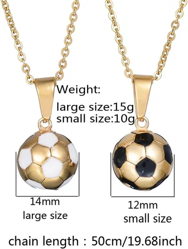 Vista 6 de Collar con colgante de fútbol 3D, collar con dije de pelota de baloncesto de fútbol, chapado en oro, joyería deportiva, regalo para fanáticos