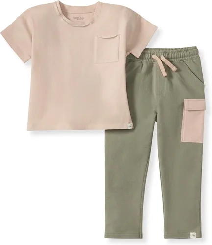 Vista 20 de Burt's Bees Baby conjunto de camisa y pantalón para bebé niño, conjunto de camiseta de manga larga y pantalón, 100% algodón orgánico Lavado de ácido
