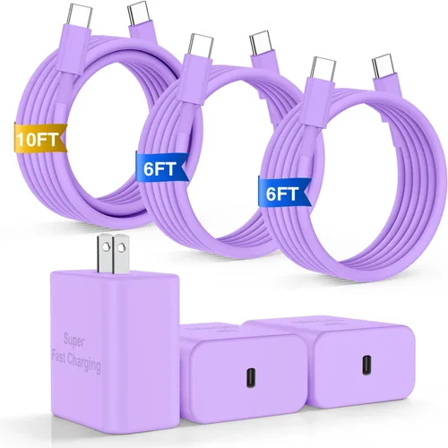 Vista 7 de Cargador para iPhone 17 16 Pro Max de Carga Rápida, Cargadores USB C Super Rápidos de 45W para iPhone 17 (6FT+6FT+10FT) Cables de Carga Tipo C