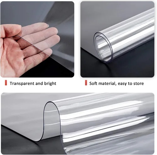 Vista 8 de Protector de mesa transparente de 0.059 in de grosor, de PVC suave, mantel impermeable transparente, mantel de mesa, mesa de café, mesa de noche
