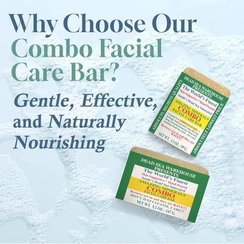 Vista 4 de Dead Sea Warehouse - Barra de cuidado facial COMBO del Mar Muerto - Jabón facial para mujeres y hombres - Jabón clarificante de barro y sal del Mar