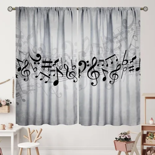 Vista 52 de Cortinas de jazz para mujer americana, estilo grunge, estilo grunge, con bolsillo para barra, para dormitorio, sala de estar, decoración