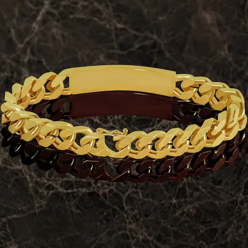 Vista 3 de LIFETIME JEWELRY Pulsera de identificación de eslabones cubanos Miami Curb de 0.354 in para hombres y mujeres, chapada en oro de 24 quilates