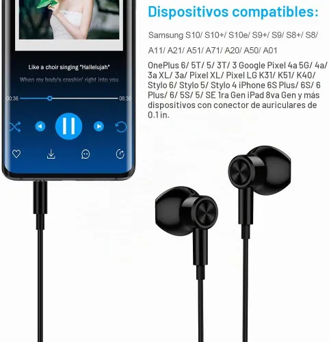 Vista 7 de Auriculares magnéticos de 0.1 in con aislamiento de ruido en la oreja con Negro