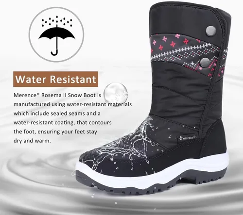 Vista 4 de Botas de nieve para mujer, doble invierno, impermeables, forradas con piel, cálidas, antideslizantes