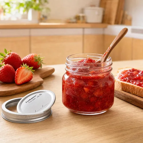 Vista 3 de CycleMore 24 tarros de vidrio transparente de 8 onzas con tapas separables de plata regulares, tarros redondos de 8.5 fl oz para especias para miel