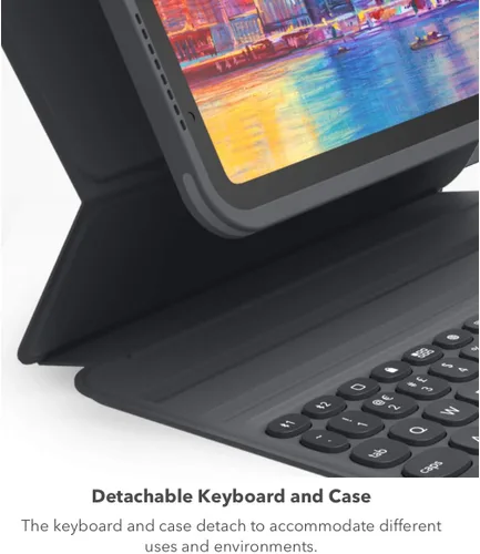 Vista 5 de ZAGG Pro Keys - Funda desmontable y teclado inalámbrico para Apple iPad de 10.2 pulgadas (Gen 9, 8, 7) - Emparejamiento Bluetooth, teclas
