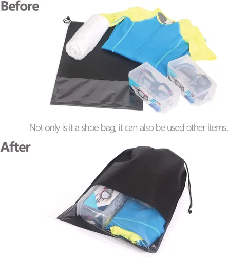 Vista 6 de 24 bolsas de viaje para zapatos no tejidas con cuerda para hombres y mujeres, grandes organizadores de bolsas de almacenamiento para zapatos